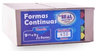 4 PARTES POR CAJA FORM.CONT. 9 5 , 3600 FORMAS 1/2 X 1/2