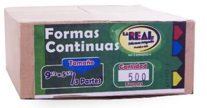 1 PARTE POR CAJA FORM.CONT. 9 1/2 5 , 2200 FORMAS X 1/2