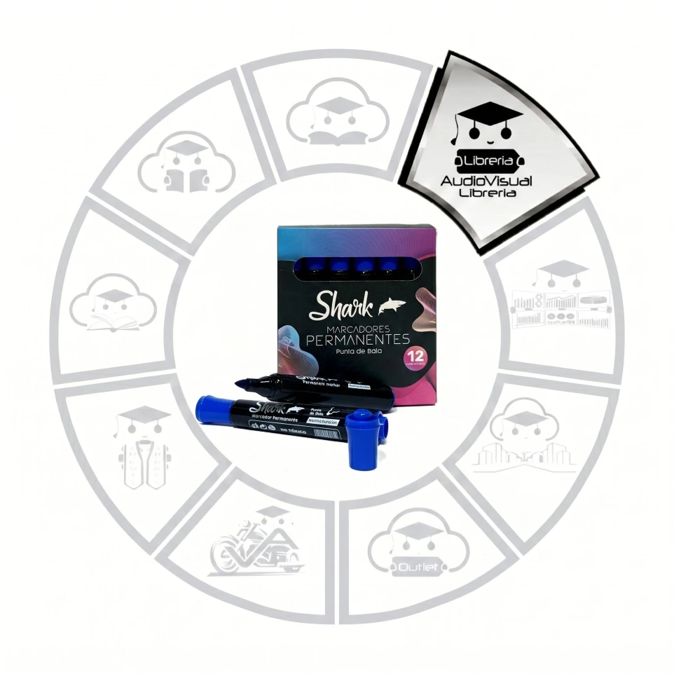 [MAPASHA12] MARCADOR PERMANENTE AZUL SHARK 12