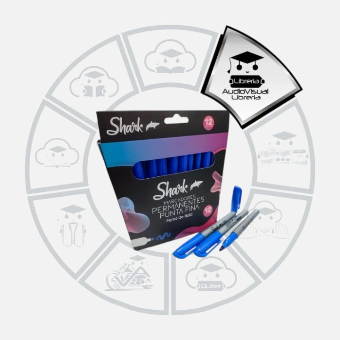 [MAPASH] MARCADOR PUNTA FINA AZUL SHARK 12